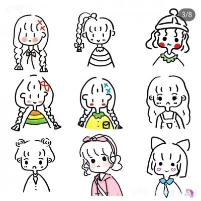 少女心爆棚的简笔画小人鸭炒鸡可爱