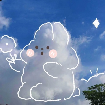 江孑 卡通描绘云朵风景背景图