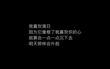 黑色文字背景:我喜欢落日