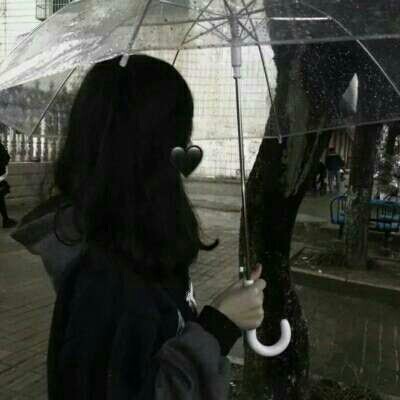 黑色撑伞女生头像图片