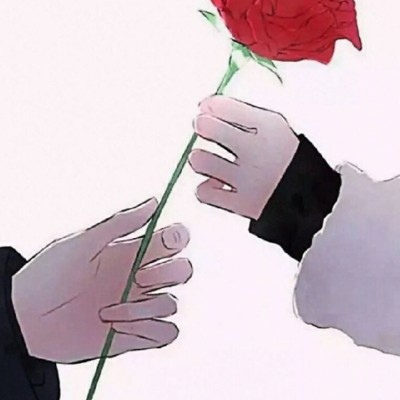 手拿玫瑰的情侣头像图片