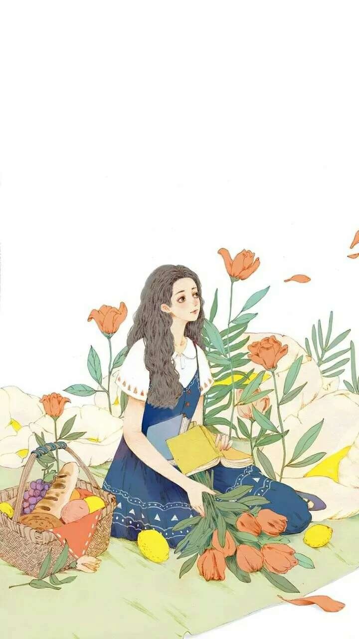 小挽手绘少女插画知景