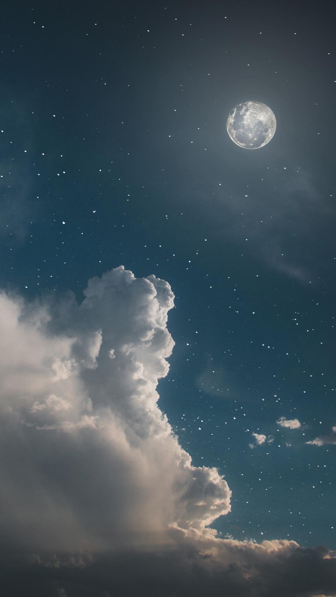 夜晚星空壁纸 月色很美 风景静物手机壁纸 我要个性网