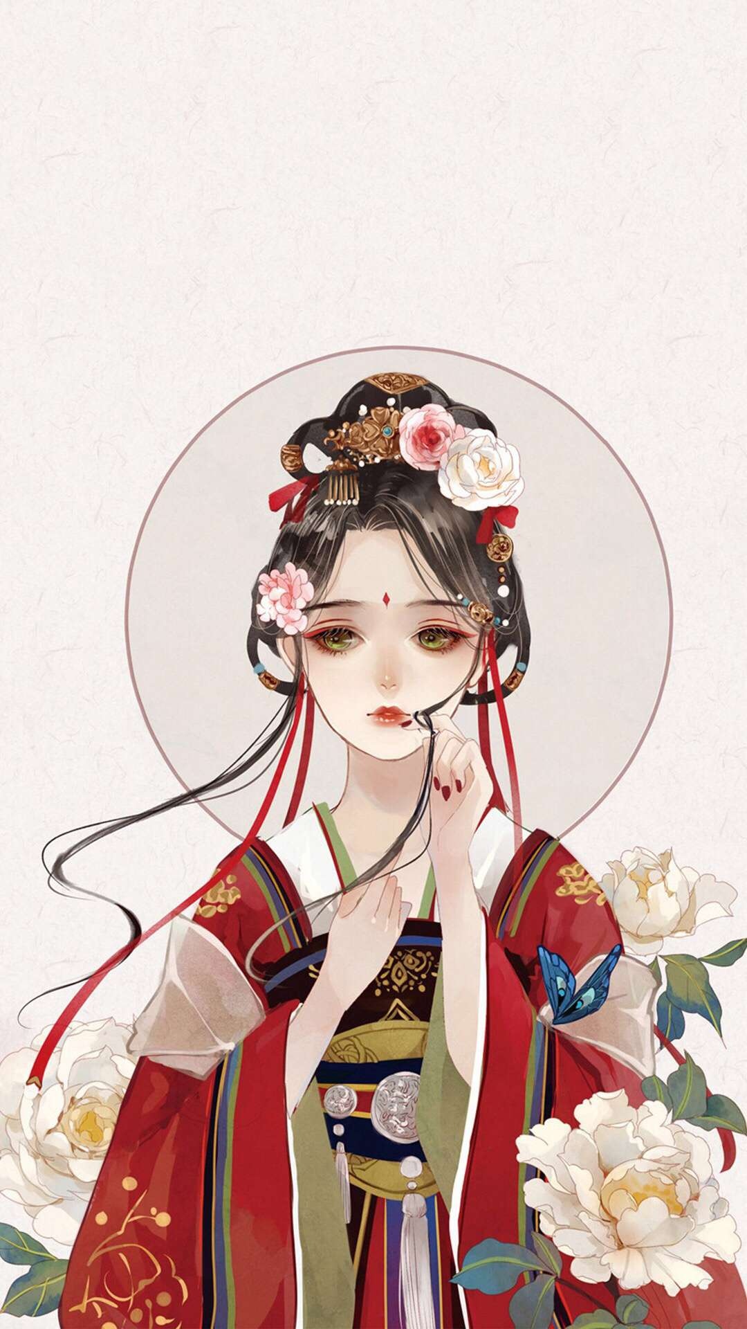 唐崎夜雨手绘古风美人壁纸绘师长乐nina