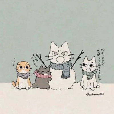 一组卡通可爱猫咪头像 日本画师