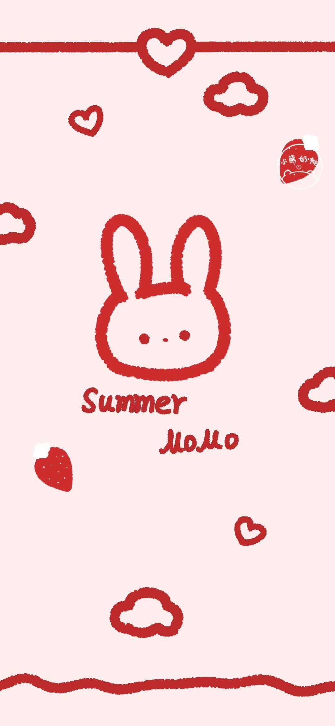 褶皱草莓兔子壁纸图片