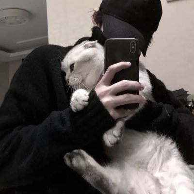 抱着猫的高冷男生头像图片