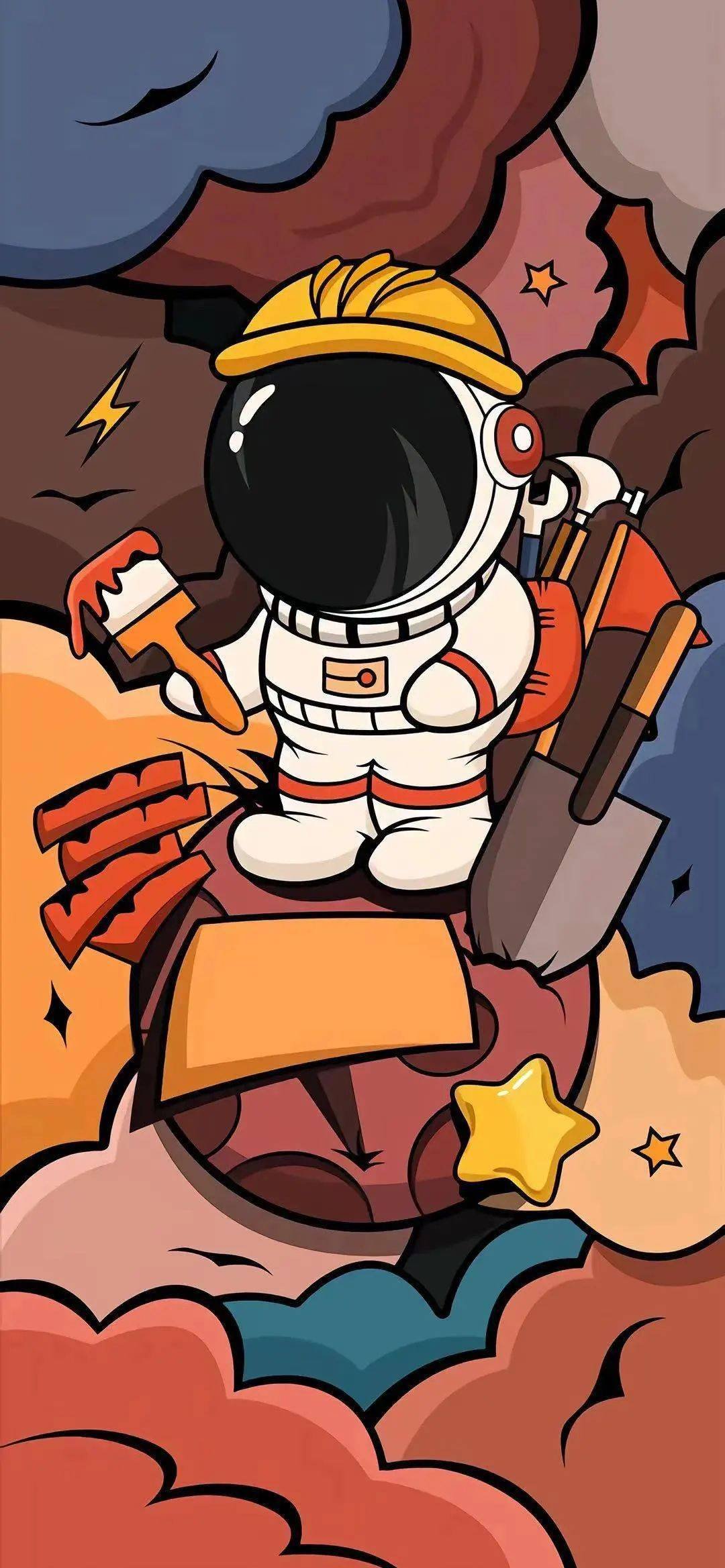 宇航员卡通壁纸锁屏图片