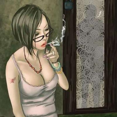 美女抽烟动漫头像图片